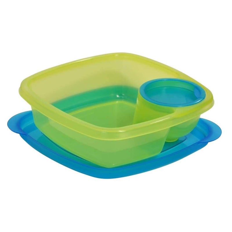 Compac Home Take A Dip 2 the Side Blue-Green Food Storage Snack Container for Lunch, Kids, Portion Control, On the Go - Image 1